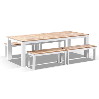 Balmoral 2.5m Teak Top Aluminium Table with Bench Seats