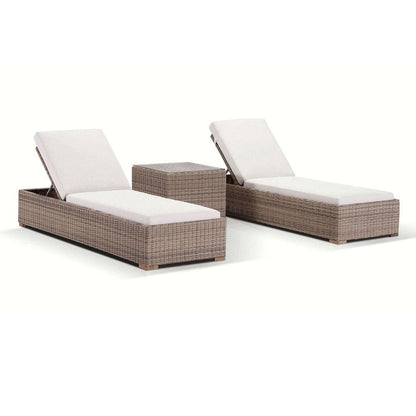Breeze Outdoor Wicker Sun Lounge Set with Side Table in Half Round Wicker