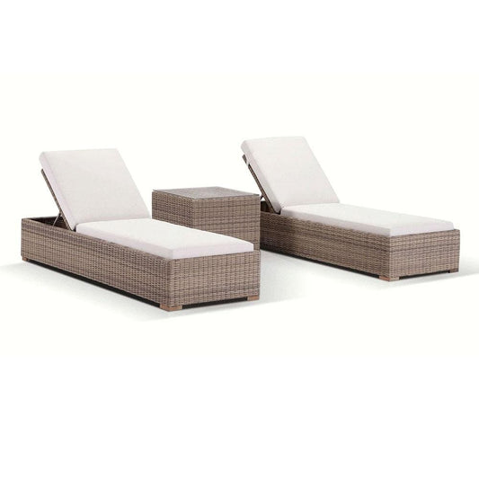 Breeze Outdoor Wicker Sun Lounge Set with Side Table in Half Round Wicker