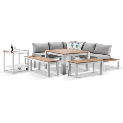 Nova Aluminium Lounge and Dining Setting with Cart