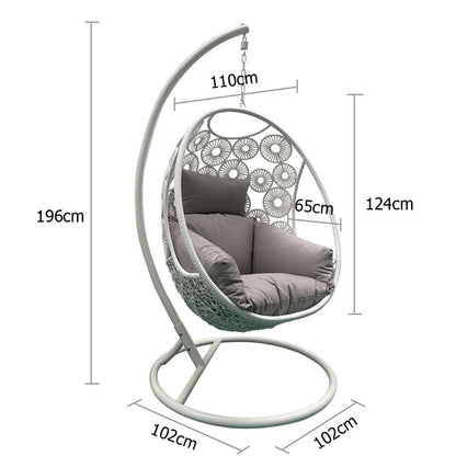 Havana Hanging Egg Chair in White with Stand