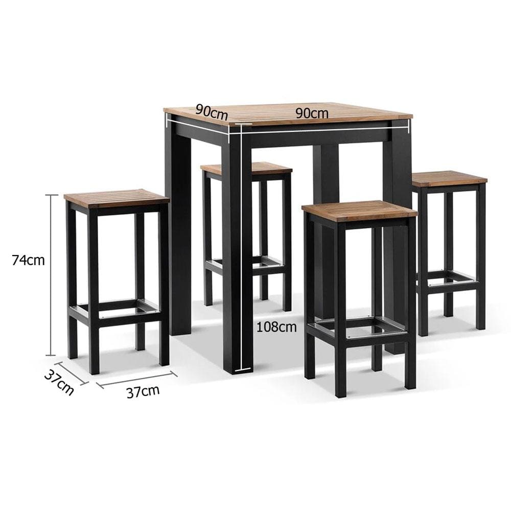 Balmoral 4 seater Square Teak Top Aluminium Bar Setting