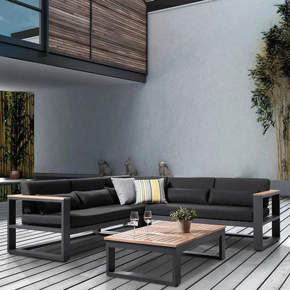 Balmoral Package A Outdoor Aluminium and Teak Lounge Setting with Coffee Table