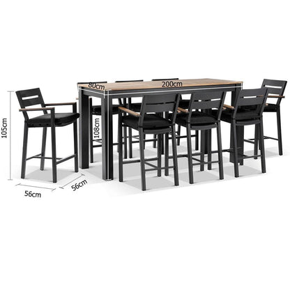 Balmoral 2m Aluminium Bar Table with 8 Capri Stools