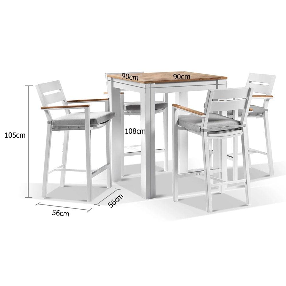 Balmoral 4 Seater Square Bar Table with 4 Capri Bar Stools