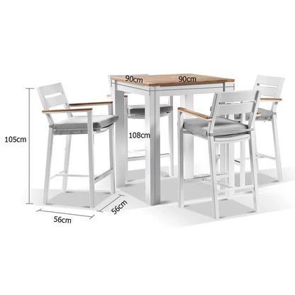 Balmoral 4 Seater Square Bar Table with 4 Capri Bar Stools