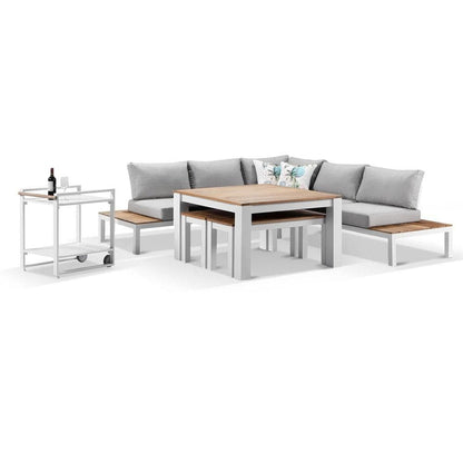 Nova Aluminium Lounge and Dining Setting with Cart
