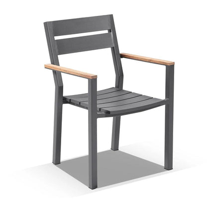 Capri Outdoor Aluminium Dining Chair with Teak Timber Arm Rests
