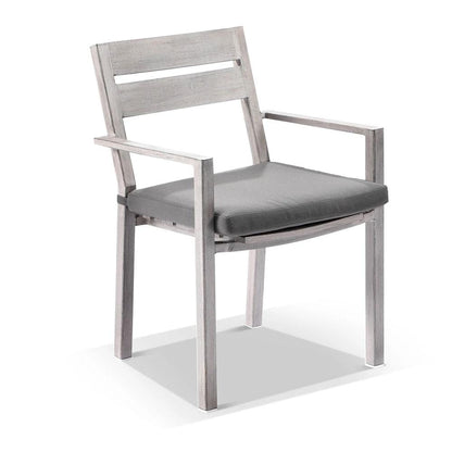 Aged Teak look Tahitian 2.1m Aluminium Dining Setting with Santorini Chairs