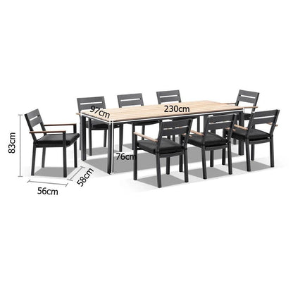 Tuscany 8 with Capri chairs with Teak Arm Rests