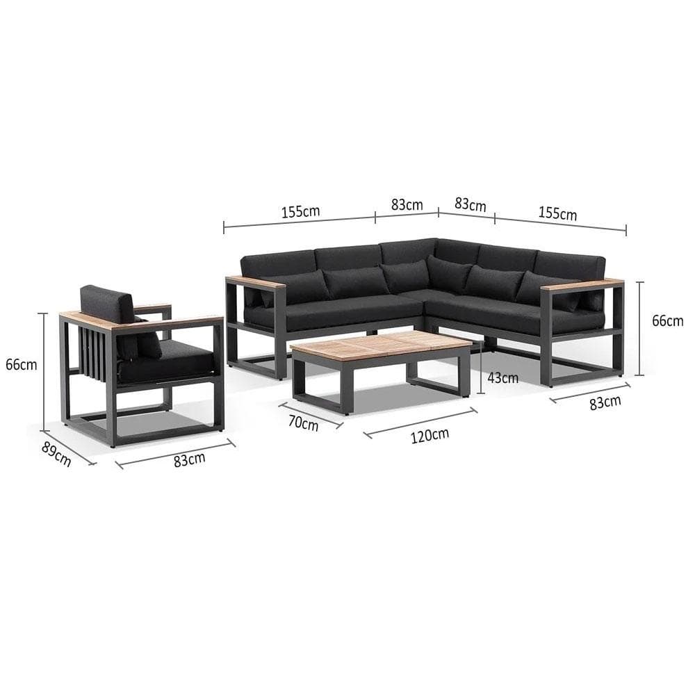 Balmoral Package B Outdoor Aluminium and Teak Lounge Setting with Coffee Table