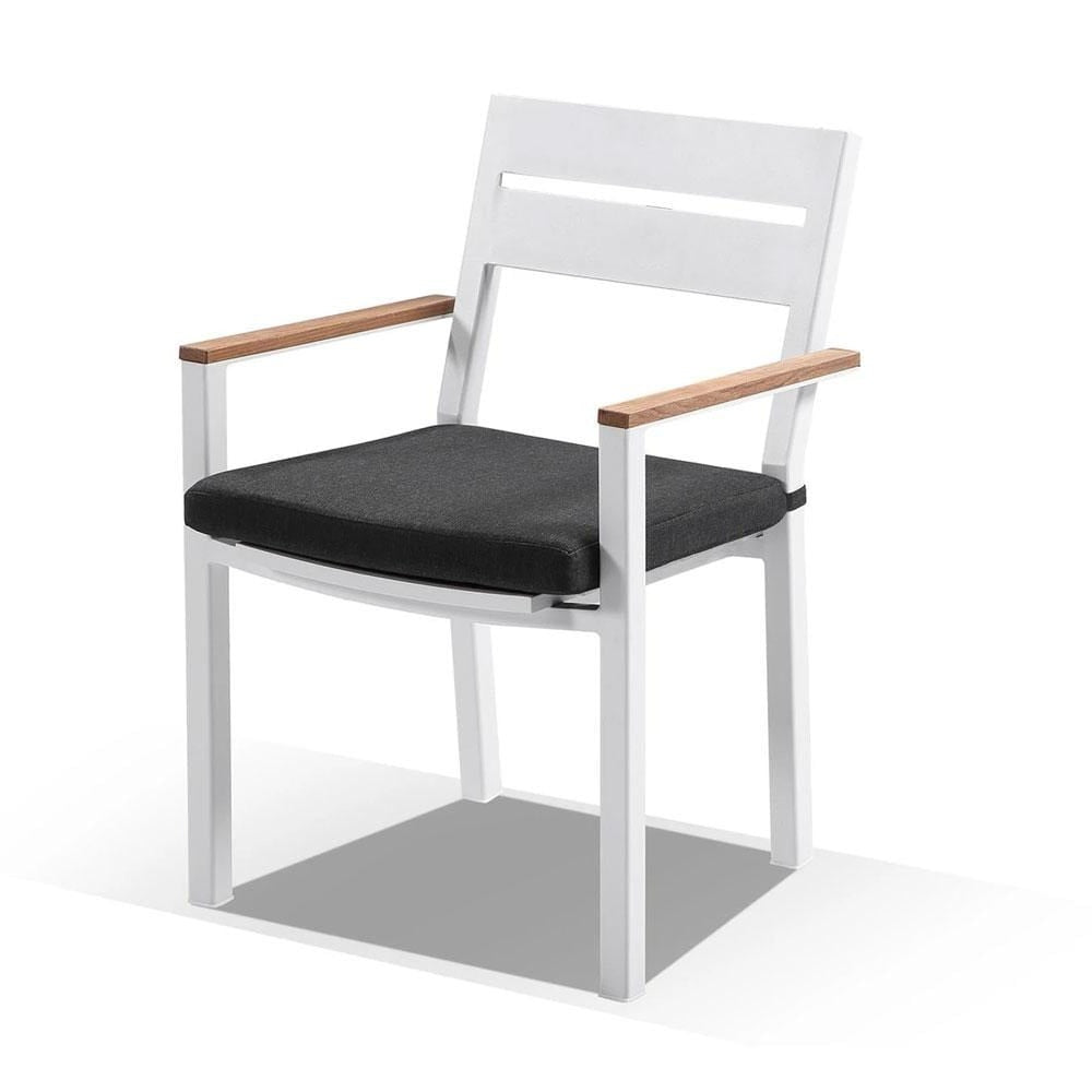 Capri Outdoor Aluminium Dining Chair with Teak Timber Arm Rests