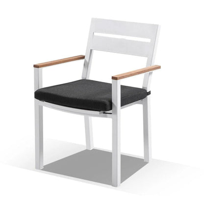 Capri Outdoor Aluminium Dining Chair with Teak Timber Arm Rests