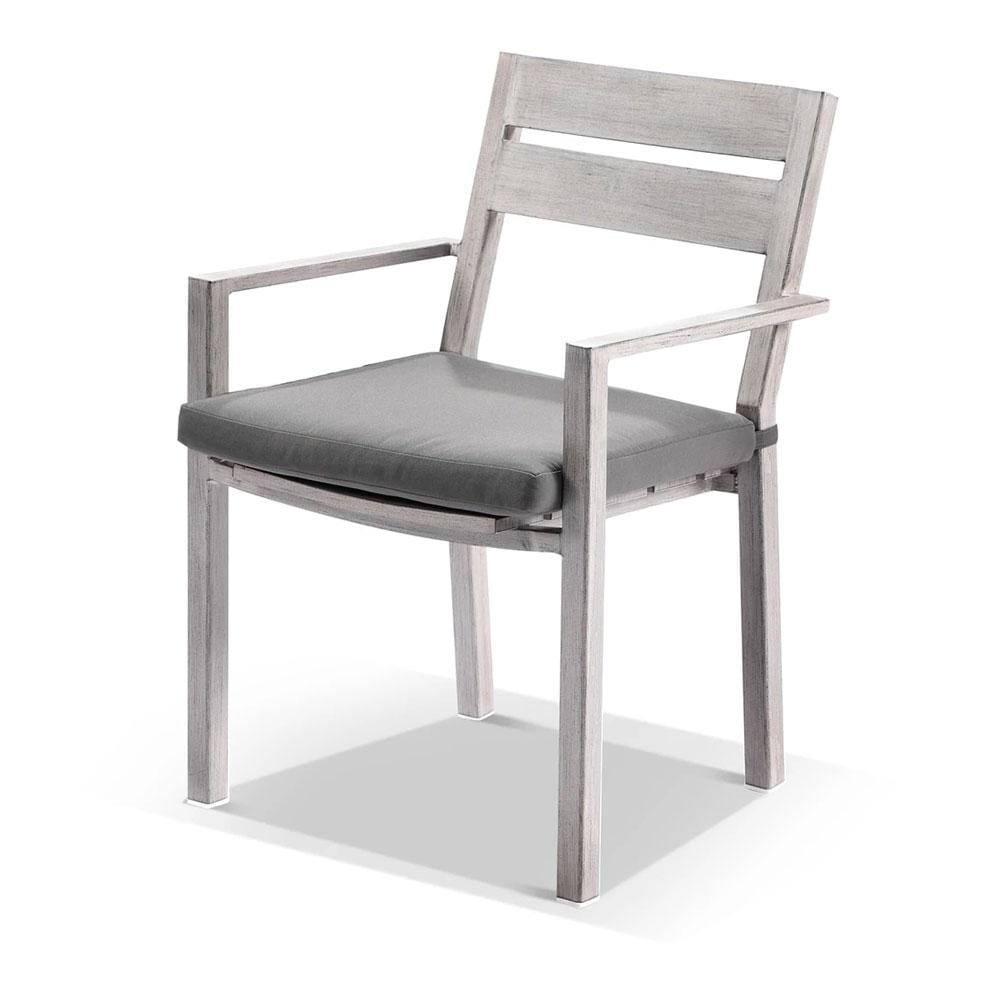 Aged Teak look Tahitian 2.1m Aluminium Dining Setting with Santorini Chairs