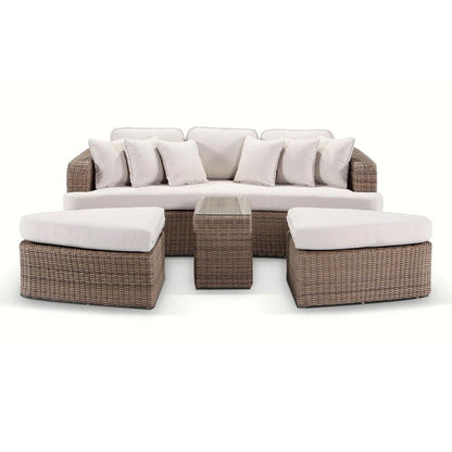 Noosa Outdoor Modular 4 Piece Daybed in Half Round Wicker