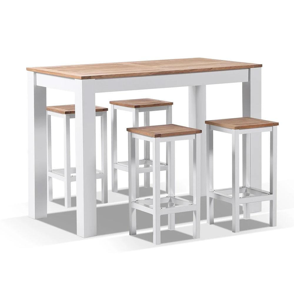 Balmoral 4 Seater Teak Top and Aluminium Patio Bar Setting