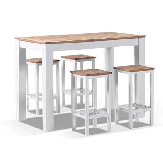 Balmoral 4 Seater Teak Top and Aluminium Patio Bar Setting