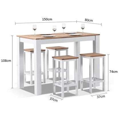 Balmoral 4 Seater Teak Top and Aluminium Patio Bar Setting