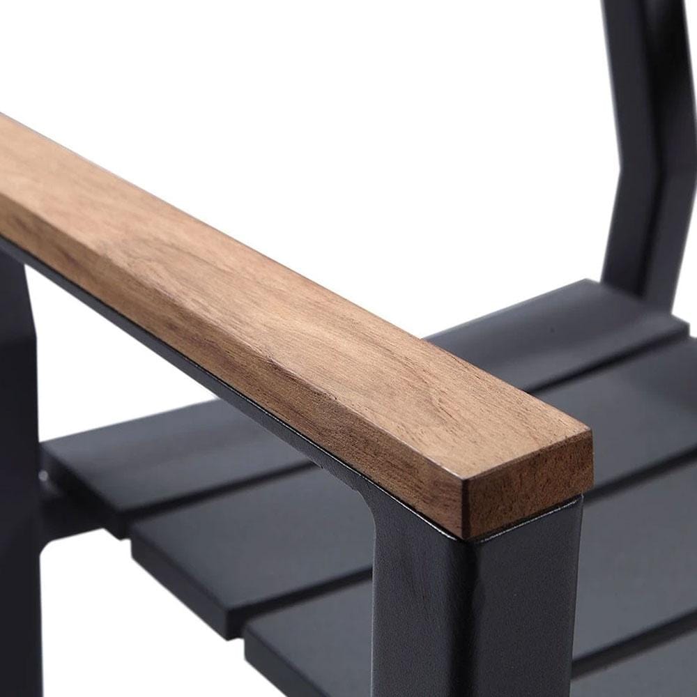 Capri Outdoor Aluminium Dining Chair with Teak Timber Arm Rests