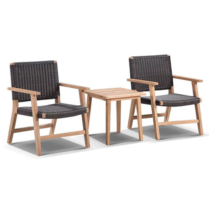 Hamilton Outdoor Wicker and Teak Table and Chairs Balcony Set