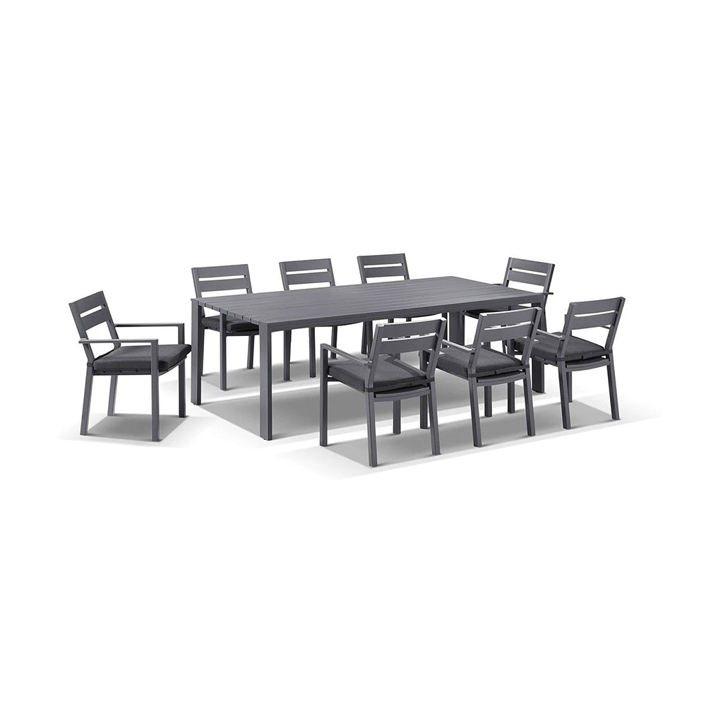 Capri 8 Seater Outdoor Aluminium Dining Setting with Santorini Chairs