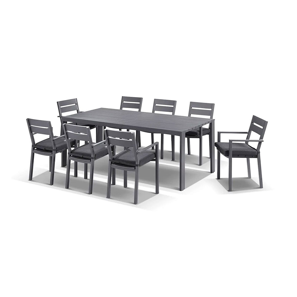 Capri 8 Seater Outdoor Aluminium Dining Setting with Santorini Chairs