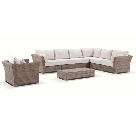 Coco Outdoor Wicker Corner Modular Lounge with Arm Chair and Coffee Table