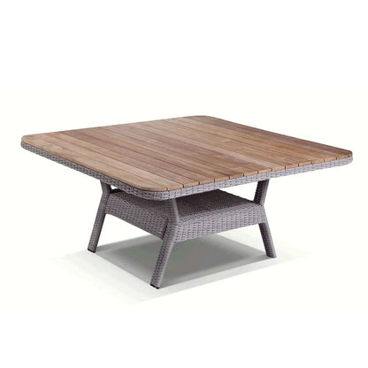Low Dining 1.5m Square Outdoor Wicker Teak Top Table