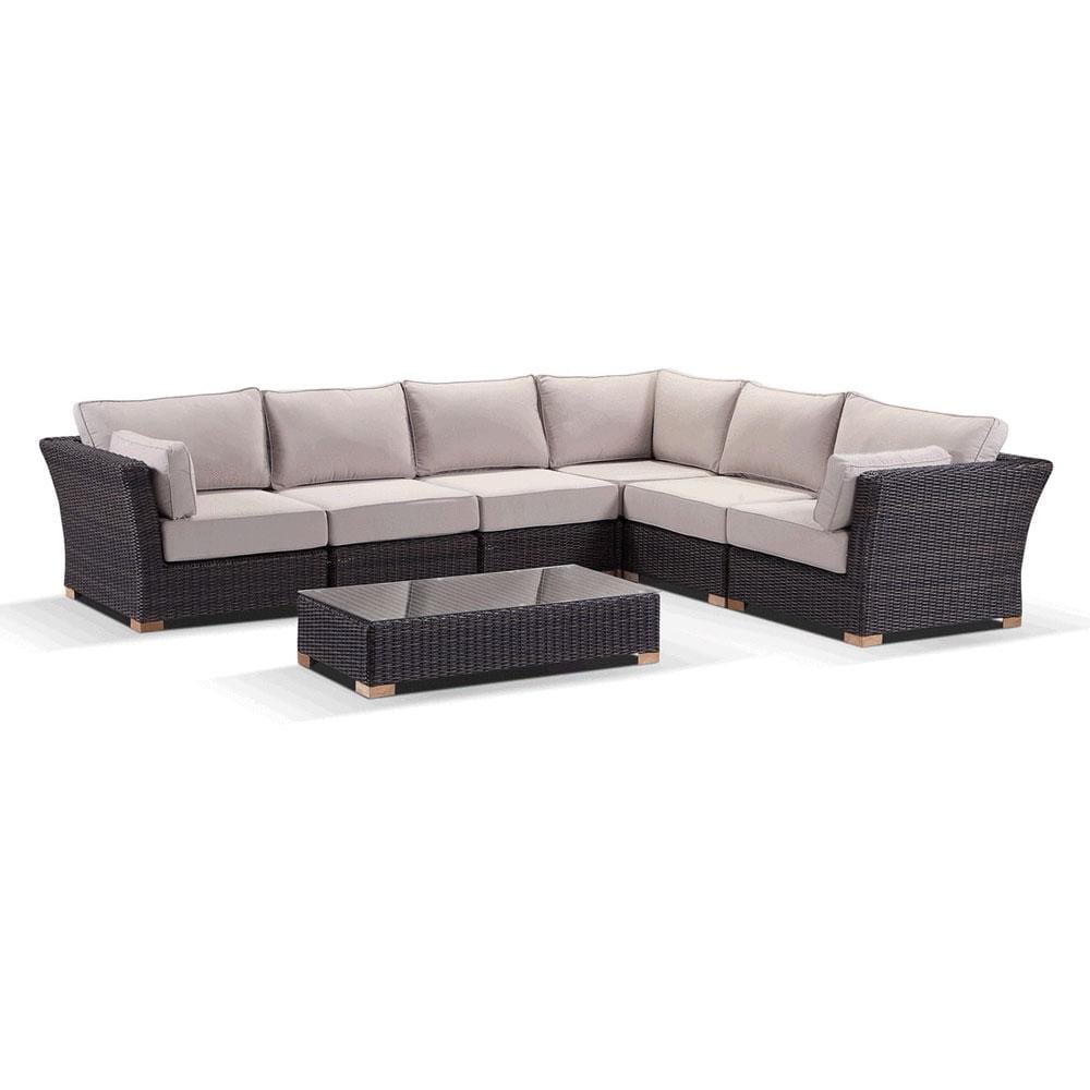 Coco Outdoor Wicker Corner Modular Lounge with Arm Chair and Coffee Table