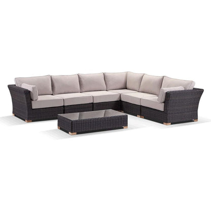 Coco Outdoor Wicker Corner Modular Lounge with Arm Chair and Coffee Table