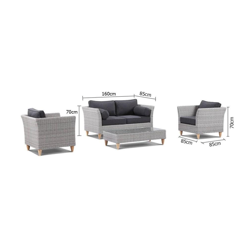 Carolina 2+1+1 Outdoor Wicker Alfresco Lounge Setting with Coffee Table