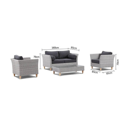 Carolina 2+1+1 Outdoor Wicker Alfresco Lounge Setting with Coffee Table