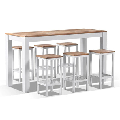 Balmoral 6 Seater Teak Top and Aluminium Alfresco Bar Setting