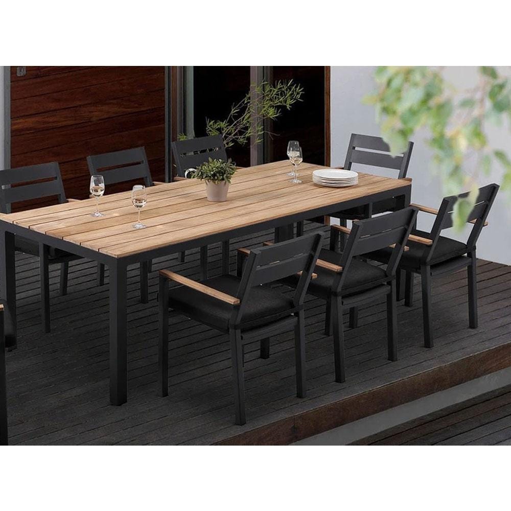 Tuscany 8 with Capri chairs with Teak Arm Rests