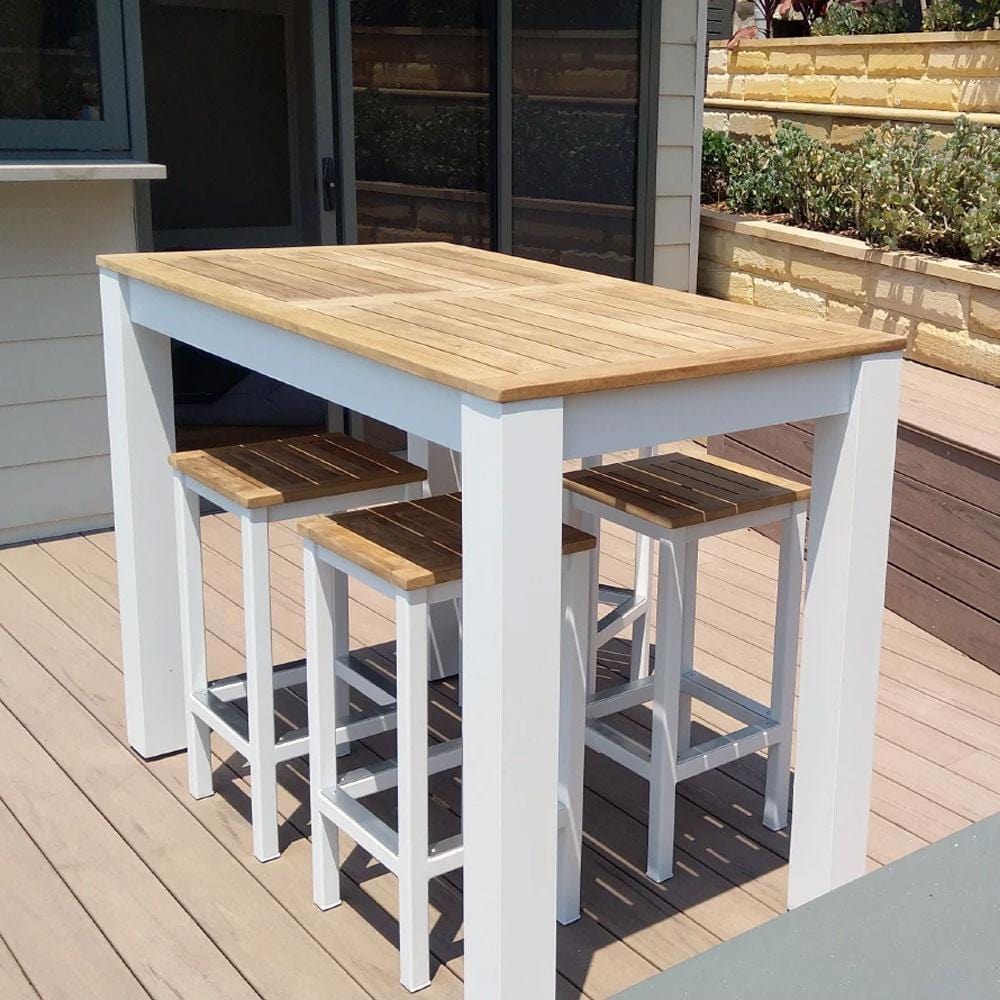 Balmoral 4 Seater Teak Top and Aluminium Patio Bar Setting
