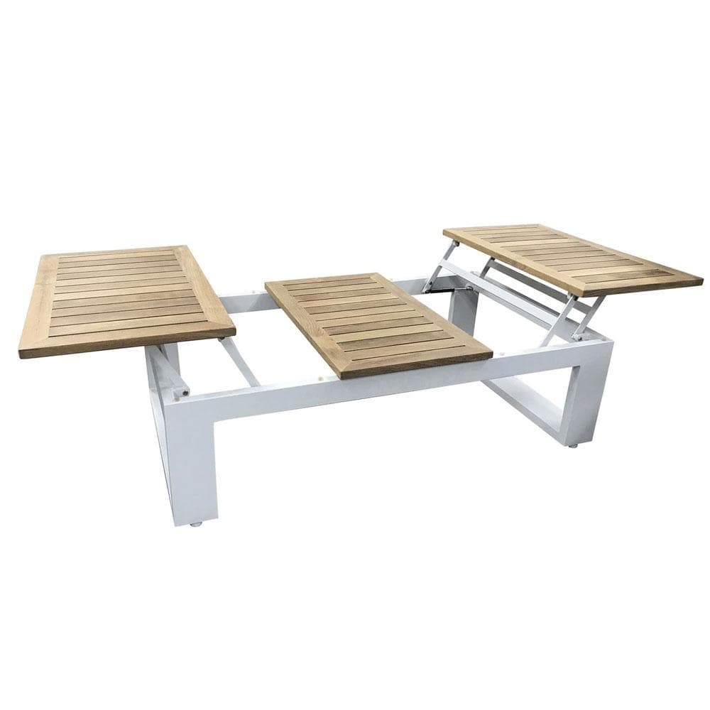 Balmoral Outdoor Teak Top Aluminium Coffee Table with Fold Out Sides
