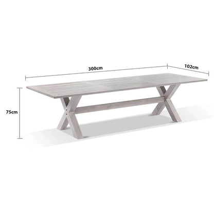 Aged Teak look Tahitian 3m Aluminium Dining Table