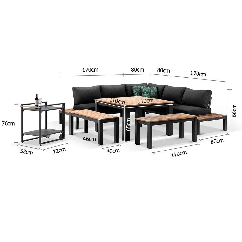Nova Aluminium Lounge and Dining Setting with Cart