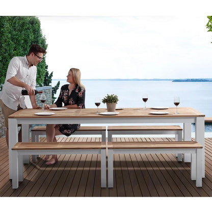 Balmoral 2.5m Teak Top Aluminium Table with Bench Seats