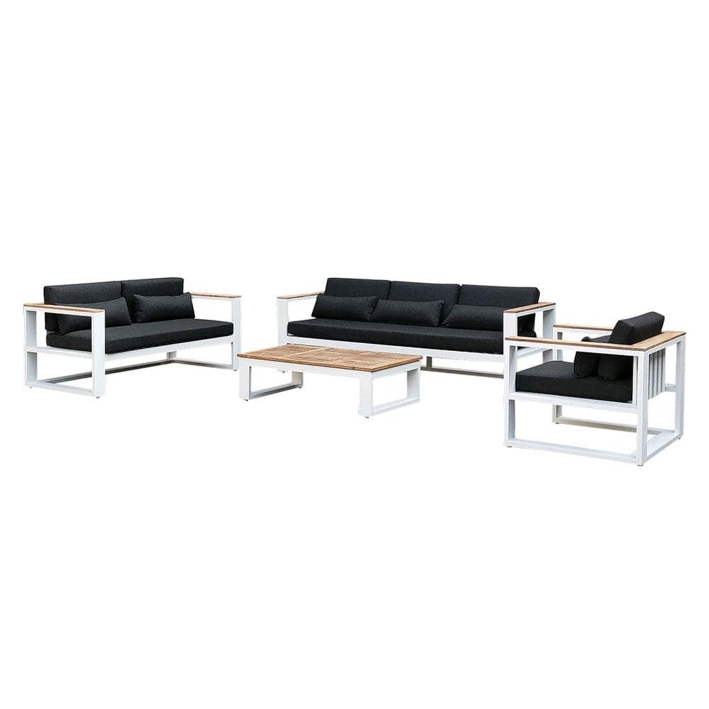 Balmoral 3+1+1 Seater Outdoor Aluminium and Teak Lounge Setting
