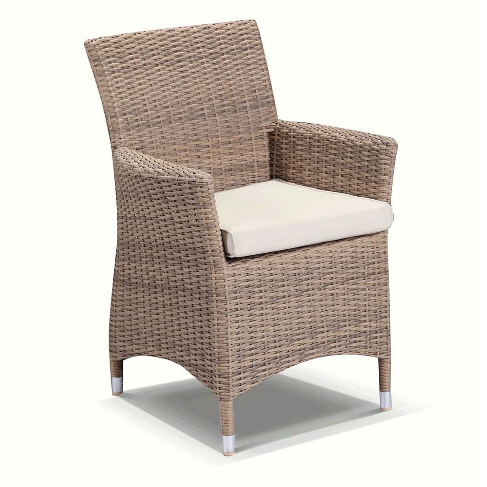 Caesar 8 Rectangle Travertine Stone Outdoor Table In Half Round Wicker