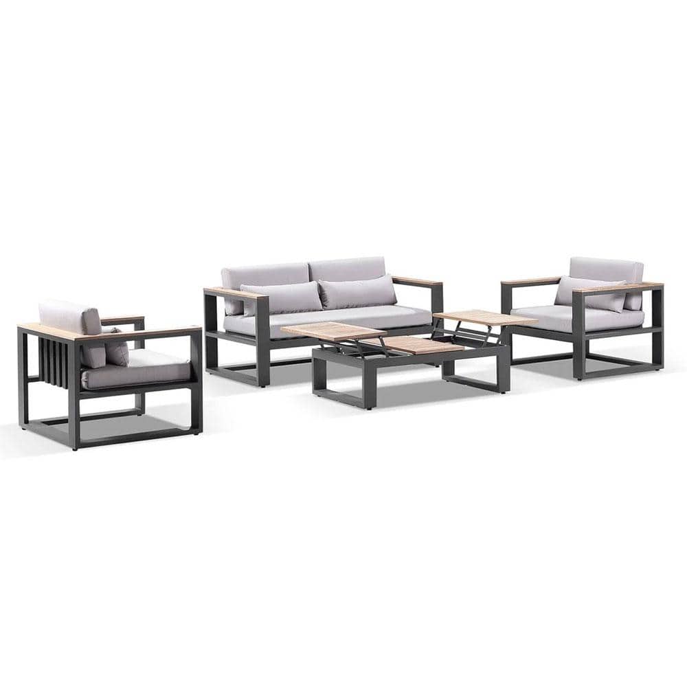 Balmoral 2+1+1 Seater Outdoor Aluminium and Teak Lounge Setting