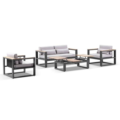 Balmoral 2+1+1 Seater Outdoor Aluminium and Teak Lounge Setting